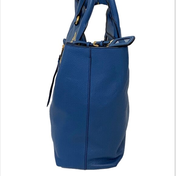 PRADA NWT Vitello Daino Cobalto BN2754 Large Shopping Tote Shoulder Bag - Picture 5 of 13